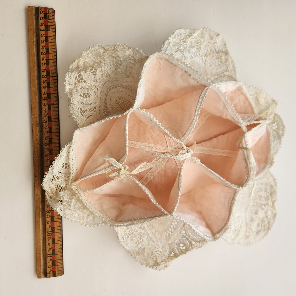 Lace and Pink Fabric Bread Roll Basket/Holder